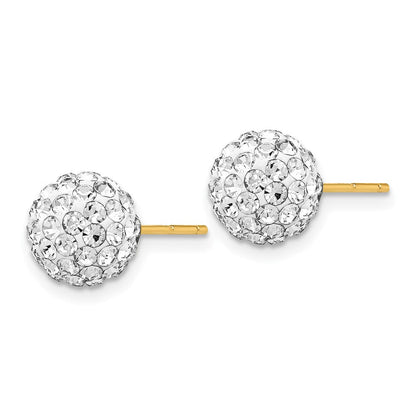 14K Gelbgold Stecker 8mm Kristall Kugel Ohrringe