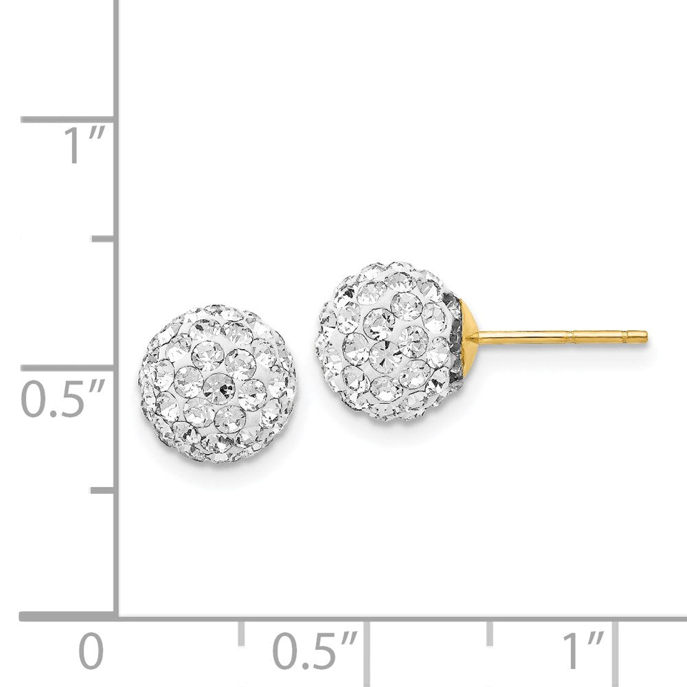 14K Gelbgold Stecker 8mm Kristall Kugel Ohrringe