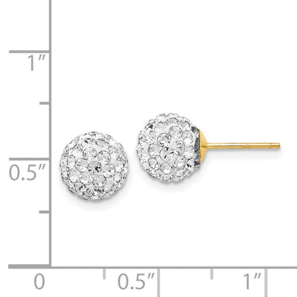 14K Gelbgold Stecker 8mm Kristall Kugel Ohrringe