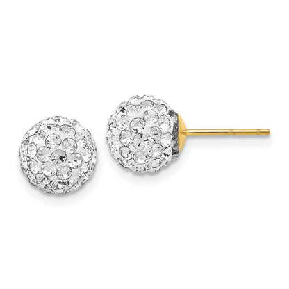 14K Gelbgold Stecker 8mm Kristall Kugel Ohrringe