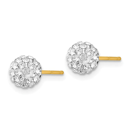 14K Gelbgold Stecker 6mm Kristall Kugel Ohrringe