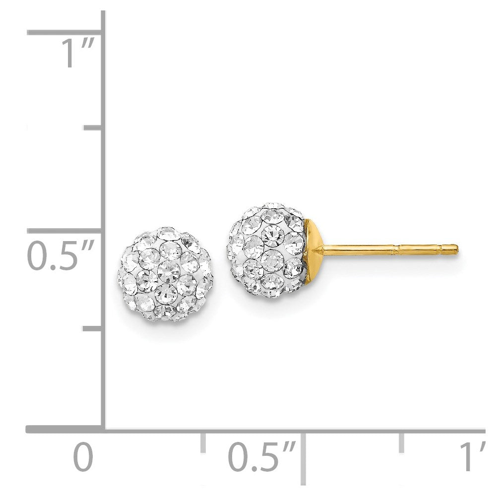 14K Gelbgold Stecker 6mm Kristall Kugel Ohrringe