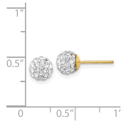 14K Gelbgold Stecker 6mm Kristall Kugel Ohrringe