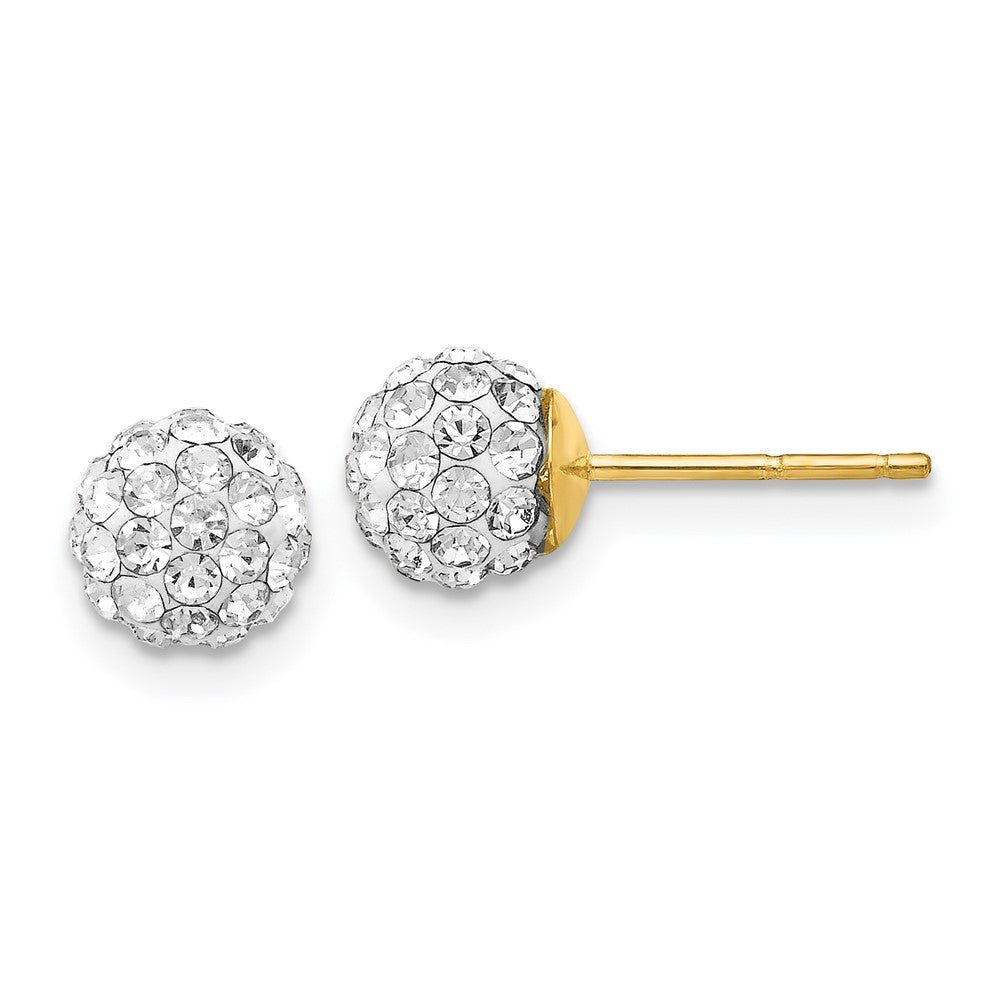 14K Gelbgold Stecker 6mm Kristall Kugel Ohrringe