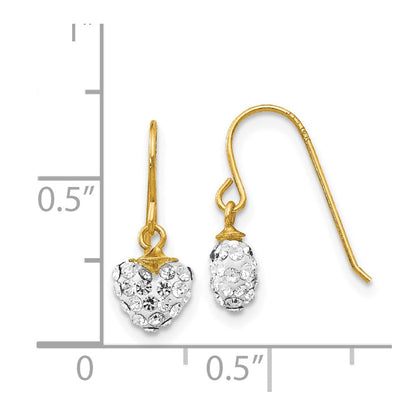 14K Gelbgold Kristall Herz Ohrhänger
