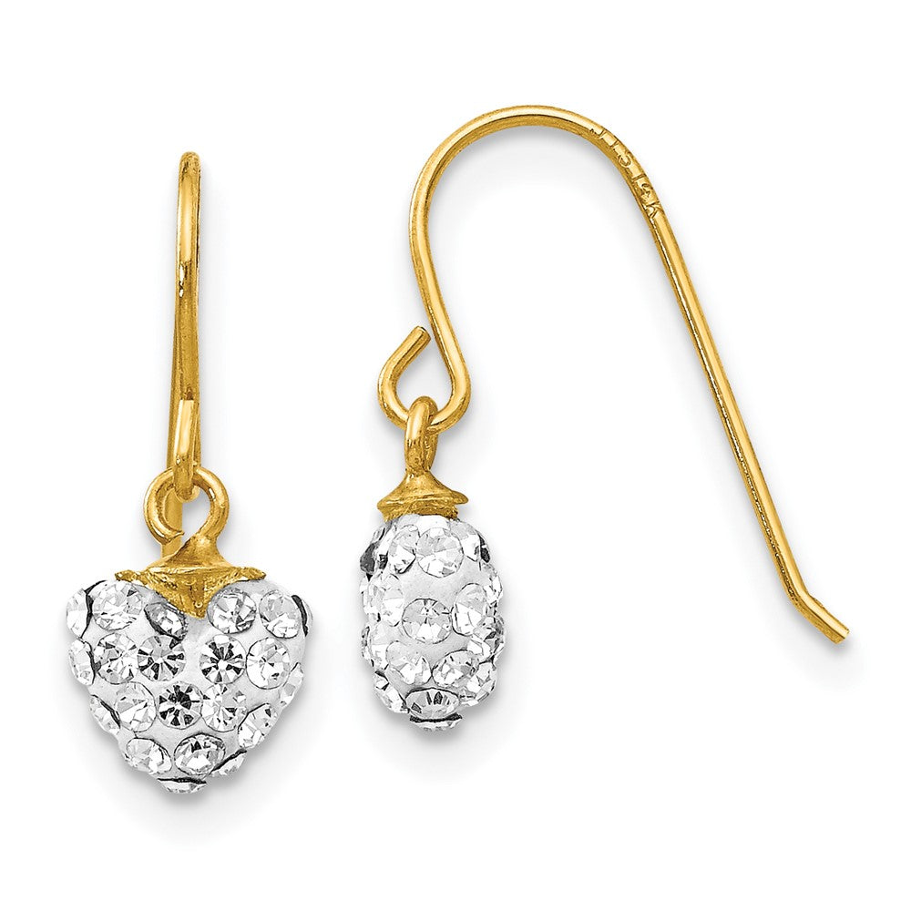 14K Gelbgold Kristall Herz Ohrhänger