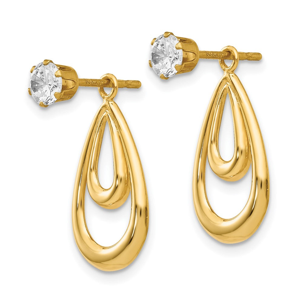 14K Gelbgold Ohrring-Jackets mit Zirkonia, poliert