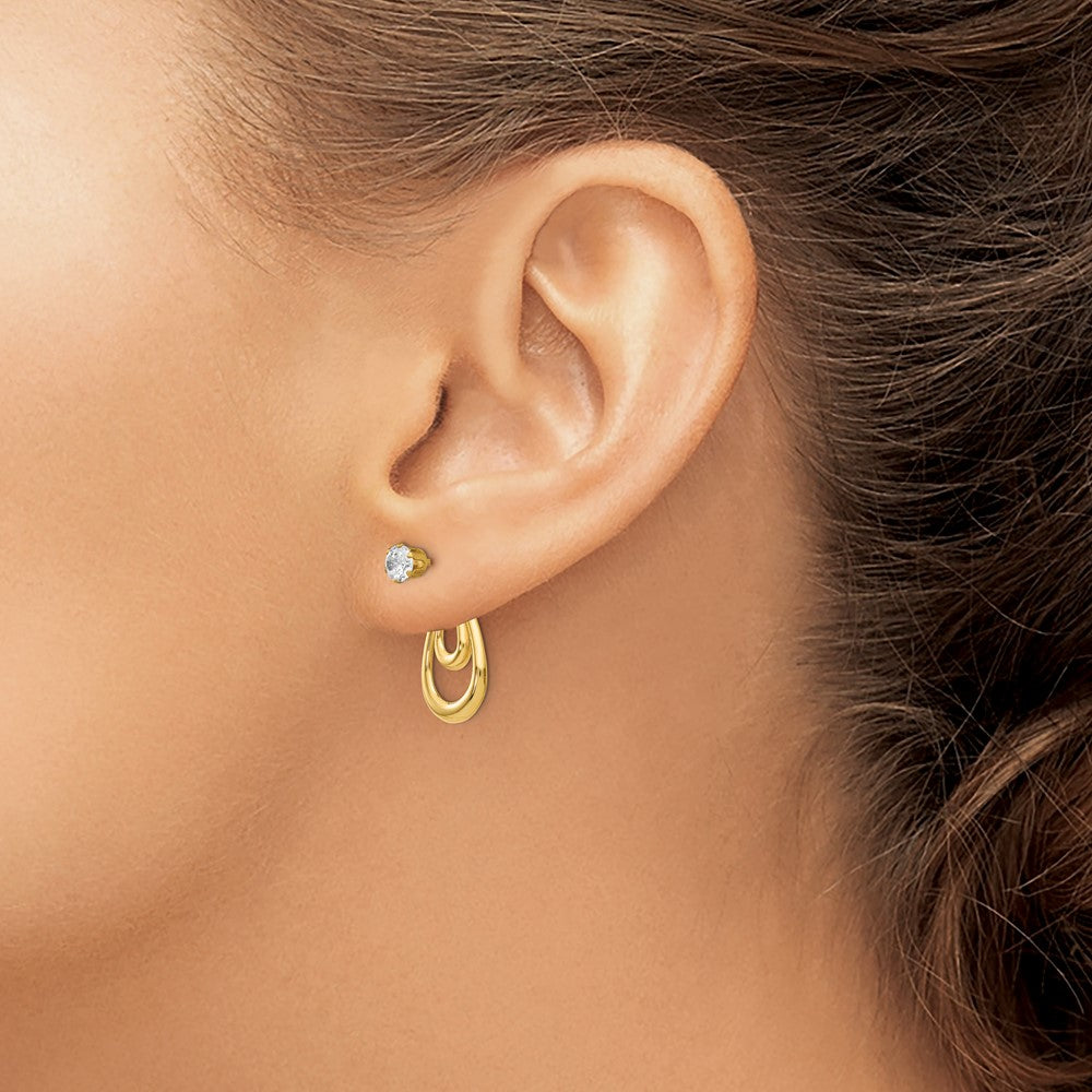 14K Gelbgold Ohrring-Jackets mit Zirkonia, poliert