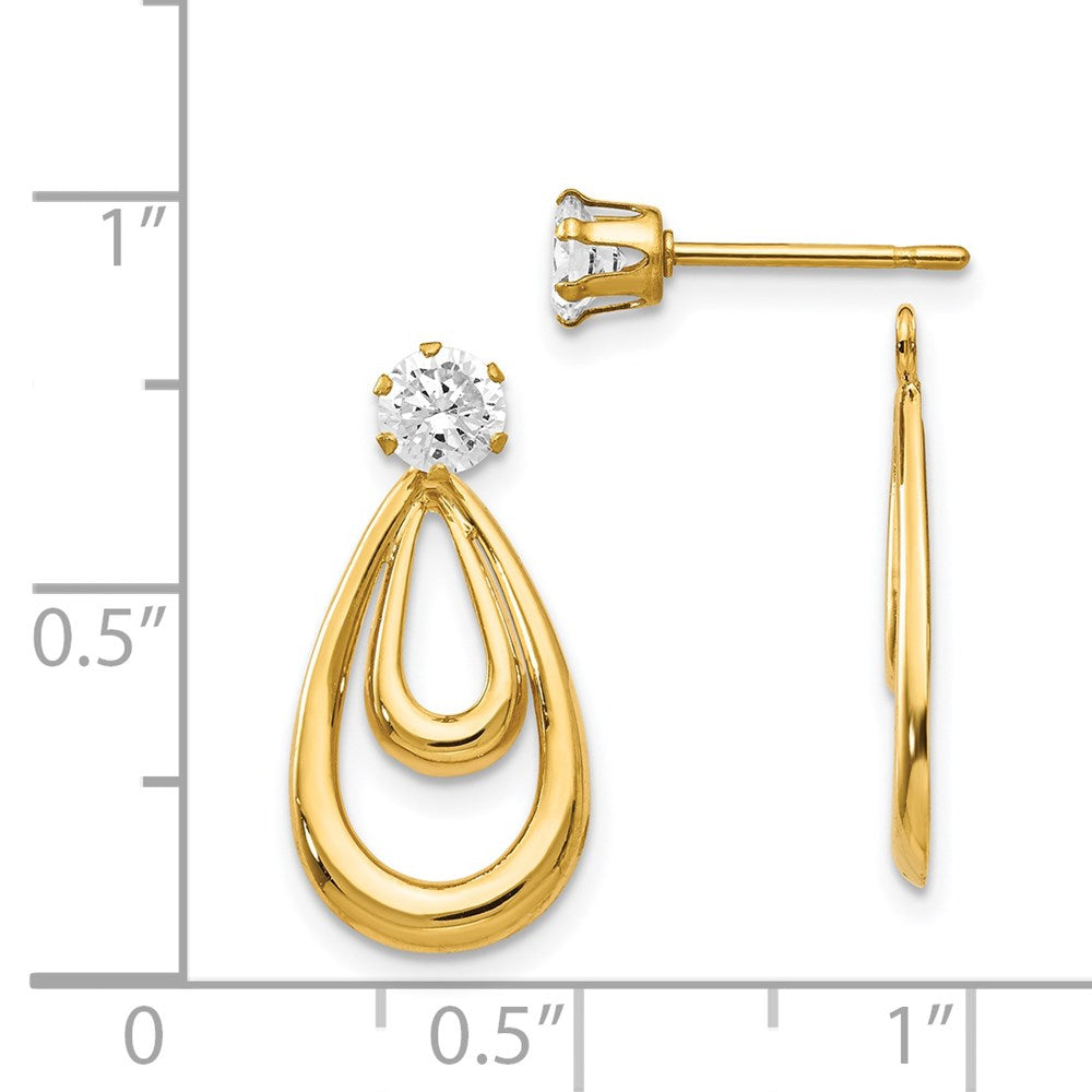 14K Gelbgold Ohrring-Jackets mit Zirkonia, poliert