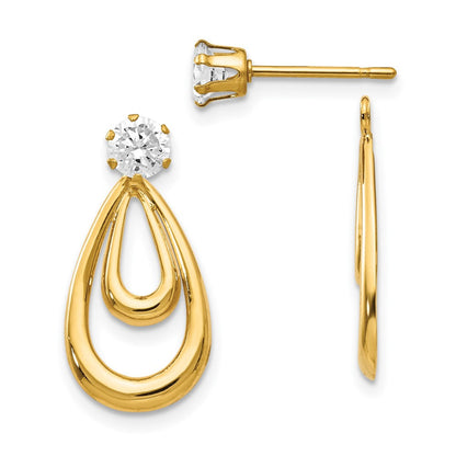 14K Gelbgold Ohrring-Jackets mit Zirkonia, poliert