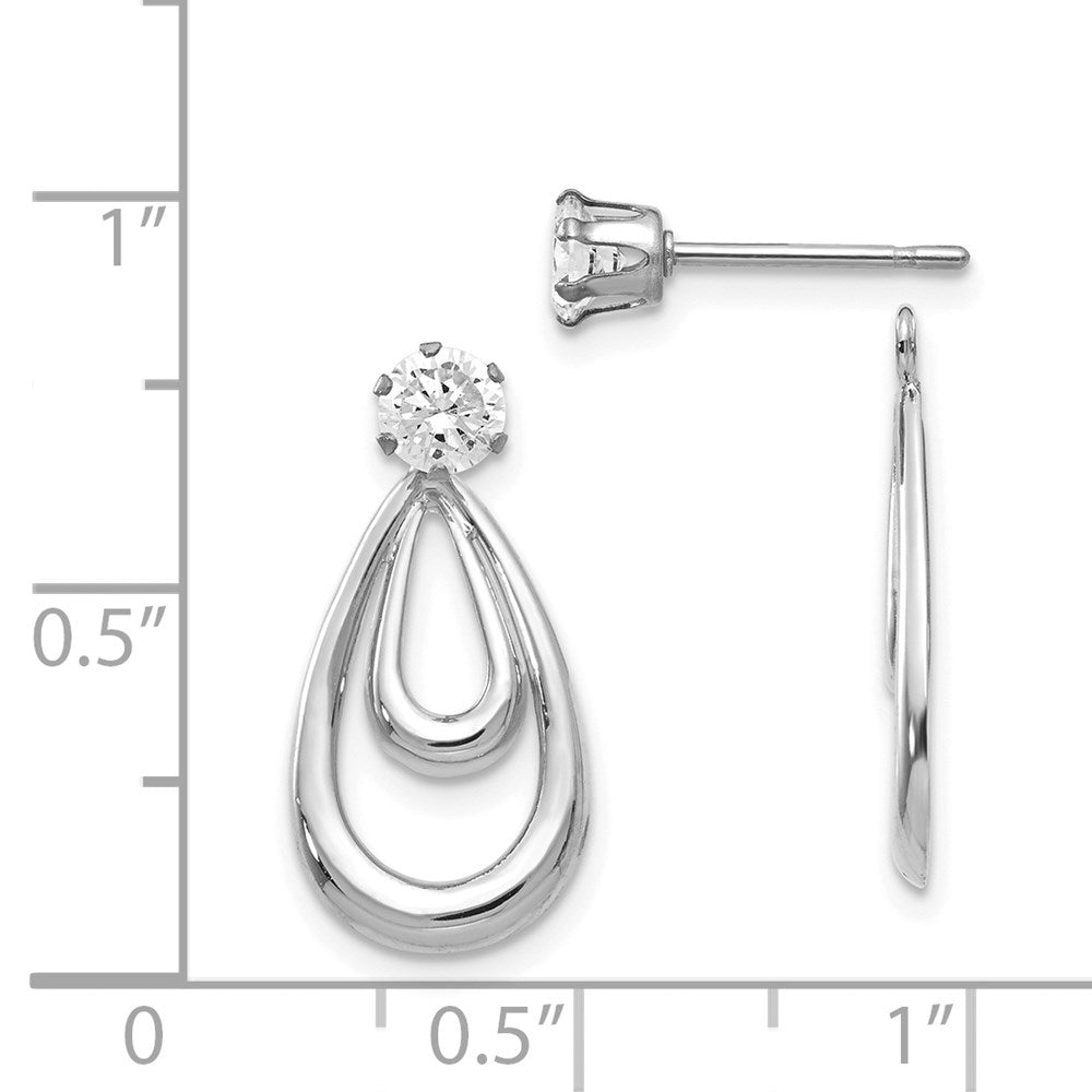 14K Weißgold Ohrring-Jackets, poliert, mit Zirkonia