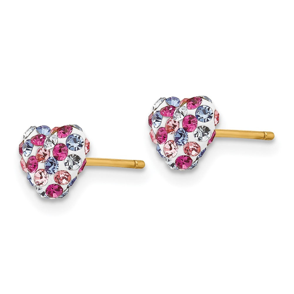 14K Gelbgold Multi-colored Kristall 6mm Herz Ohrstecker