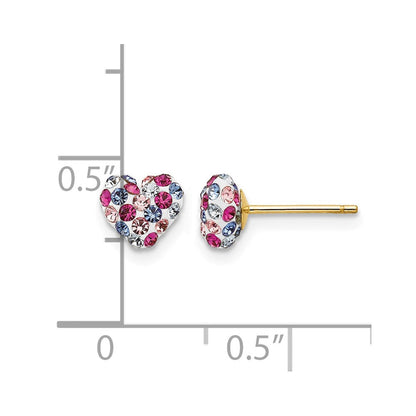 14K Gelbgold Multi-colored Kristall 6mm Herz Ohrstecker