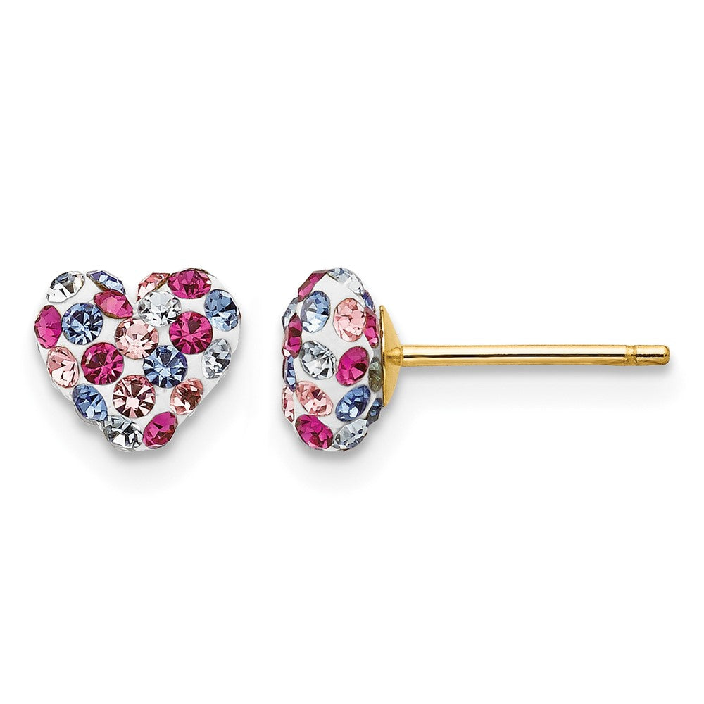 14K Gelbgold Multi-colored Kristall 6mm Herz Ohrstecker
