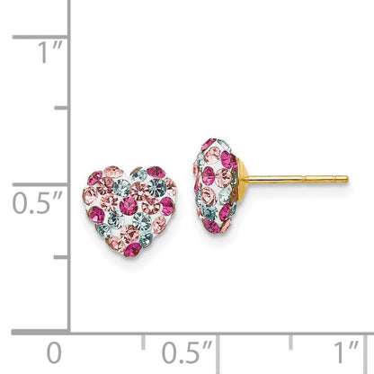 14K Gelbgold Stecker Multi-colored 8mm Kristall Herz Ohrringe