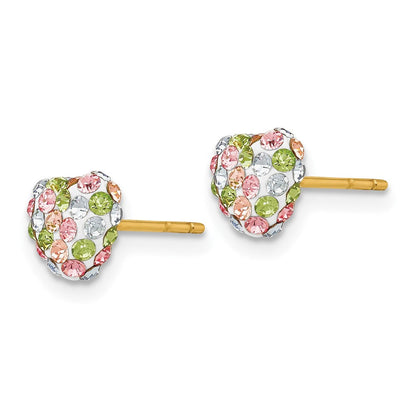 14K Gelbgold Pastel Multi-colored Kristall 6mm Herz Ohrstecker