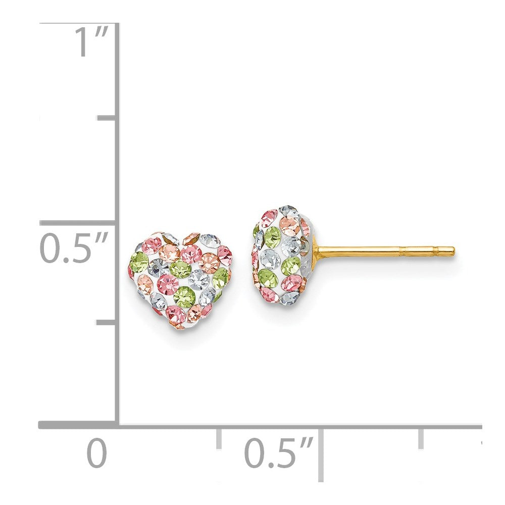 14K Gelbgold Pastel Multi-colored Kristall 6mm Herz Ohrstecker