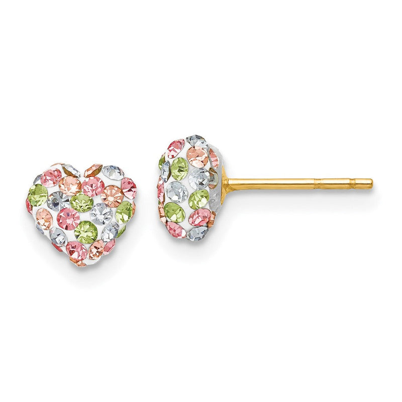 14K Gelbgold Pastel Multi-colored Kristall 6mm Herz Ohrstecker