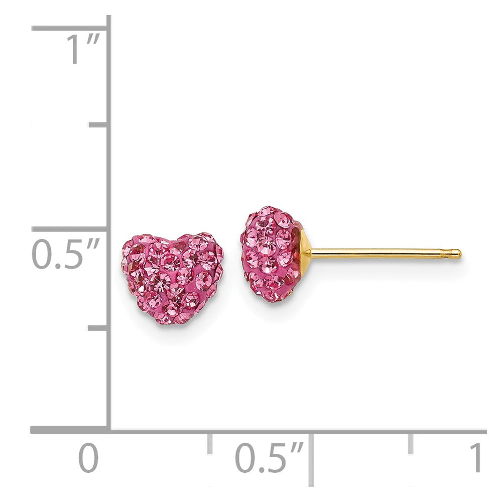 14K Gelbgold Stecker Rose Kristall 6mm Herz Ohrringe