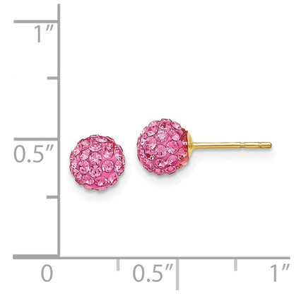 14K Gelbgold Rose Kristall 6mm Ohrstecker