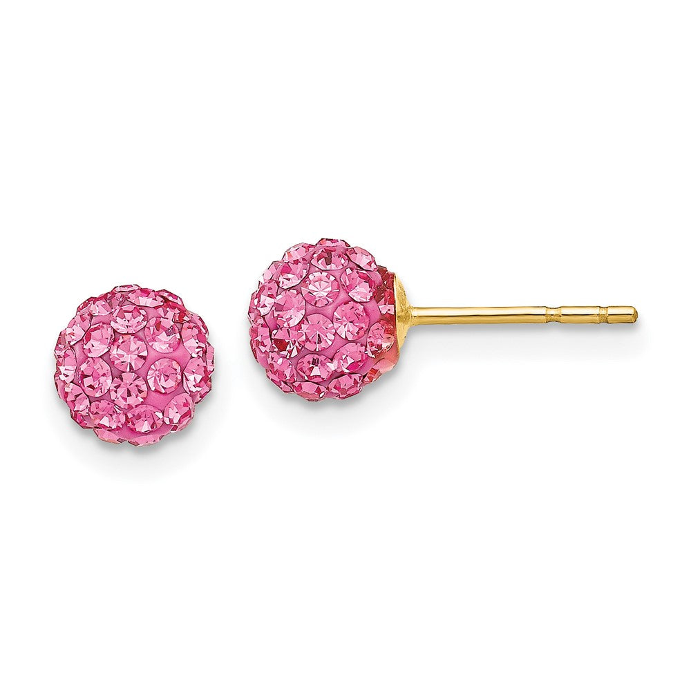 14K Gelbgold Rose Kristall 6mm Ohrstecker