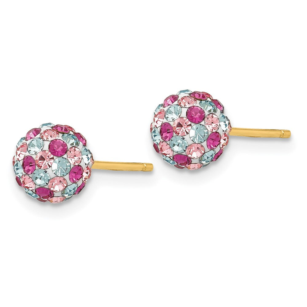 14K Gelbgold Stecker Multi-colored Crystals 6mm Kugel Ohrringe