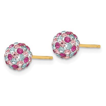 14K Gelbgold Stecker Multi-colored Crystals 6mm Kugel Ohrringe
