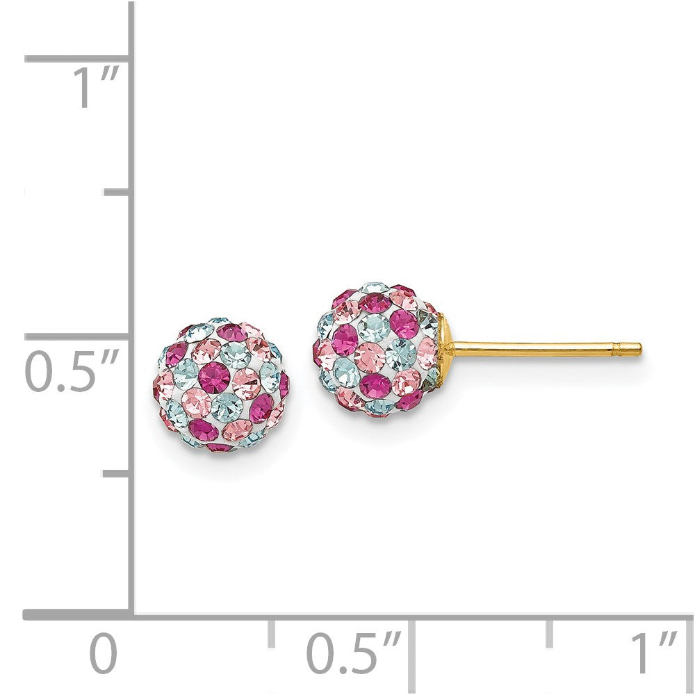14K Gelbgold Stecker Multi-colored Crystals 6mm Kugel Ohrringe