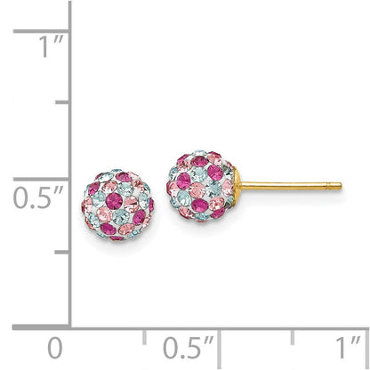 14K Gelbgold Stecker Multi-colored Crystals 6mm Kugel Ohrringe