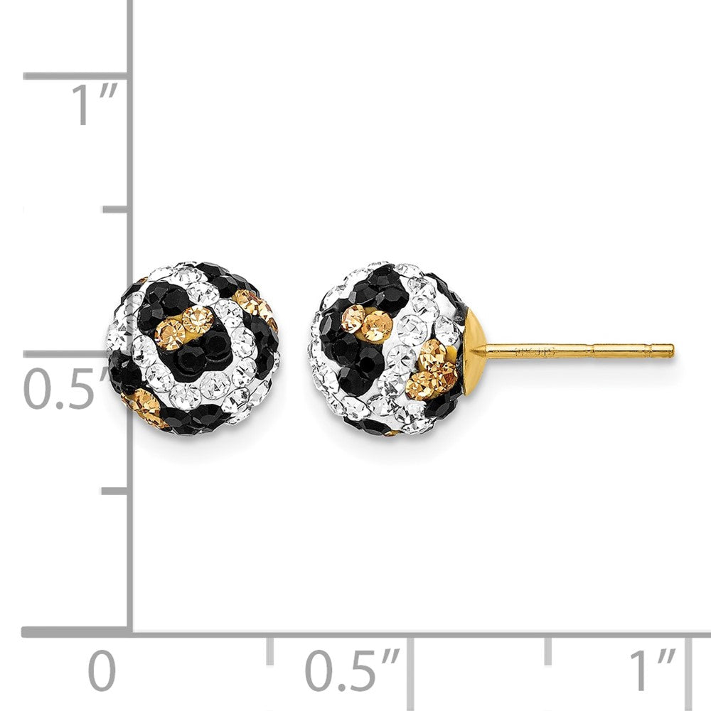 14K Gelbgold 8mm Stecker Leopard Muster Weiß Schwarz Gelb Kristall Ohrringe