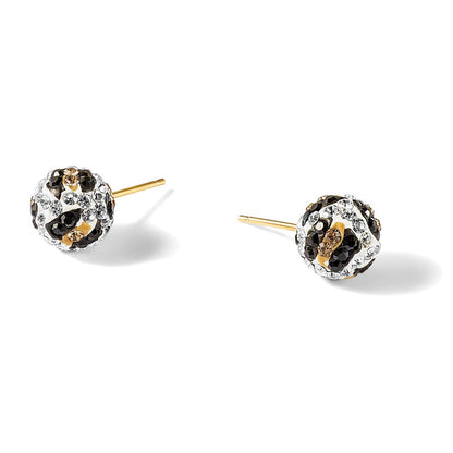 14K Gelbgold 8mm Stecker Leopard Muster Weiß Schwarz Gelb Kristall Ohrringe