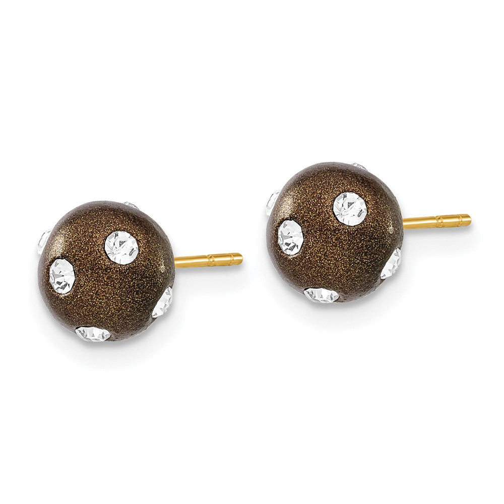 14K Gelbgold Kristall Braun 7.3mm Ohrstecker