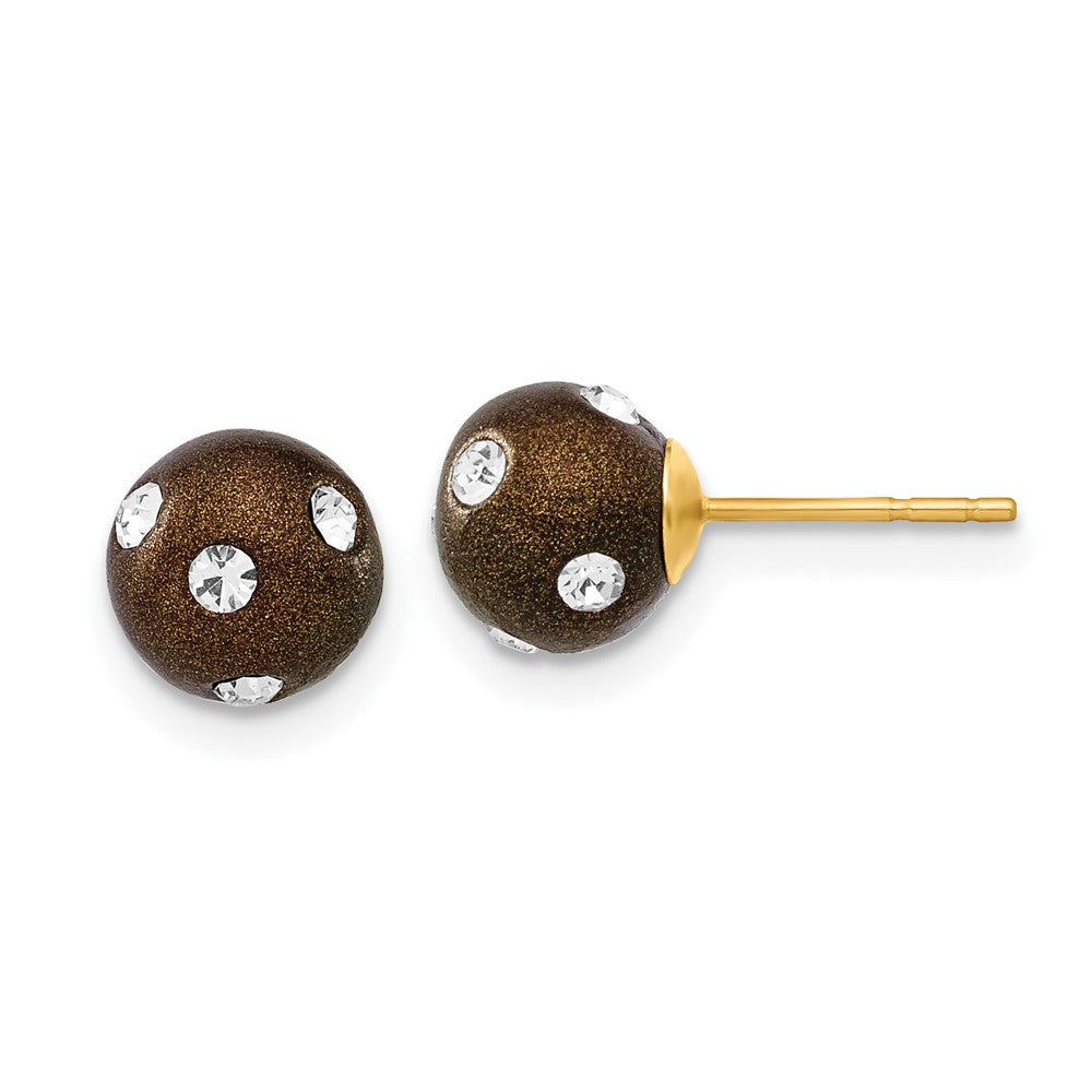 14K Gelbgold Kristall Braun 7.3mm Ohrstecker