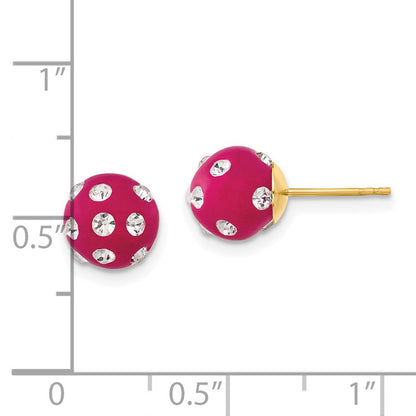 14K Gelbgold Kristall Fuchsia 8mm Ohrstecker