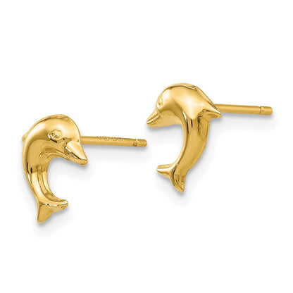 14K Gelbgold Klein Delfin Ohrstecker
