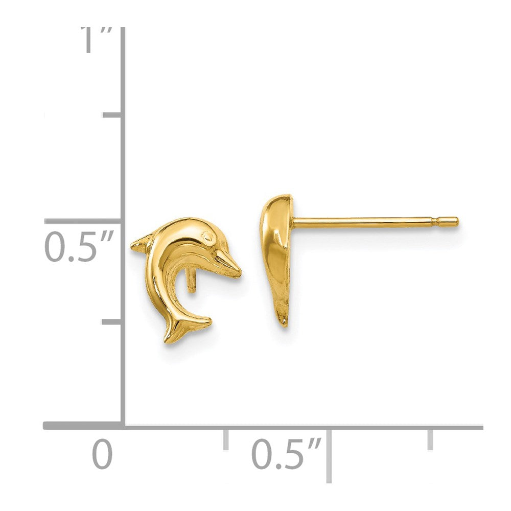 14K Gelbgold Klein Delfin Ohrstecker