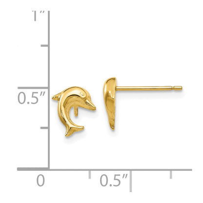 14K Gelbgold Klein Delfin Ohrstecker