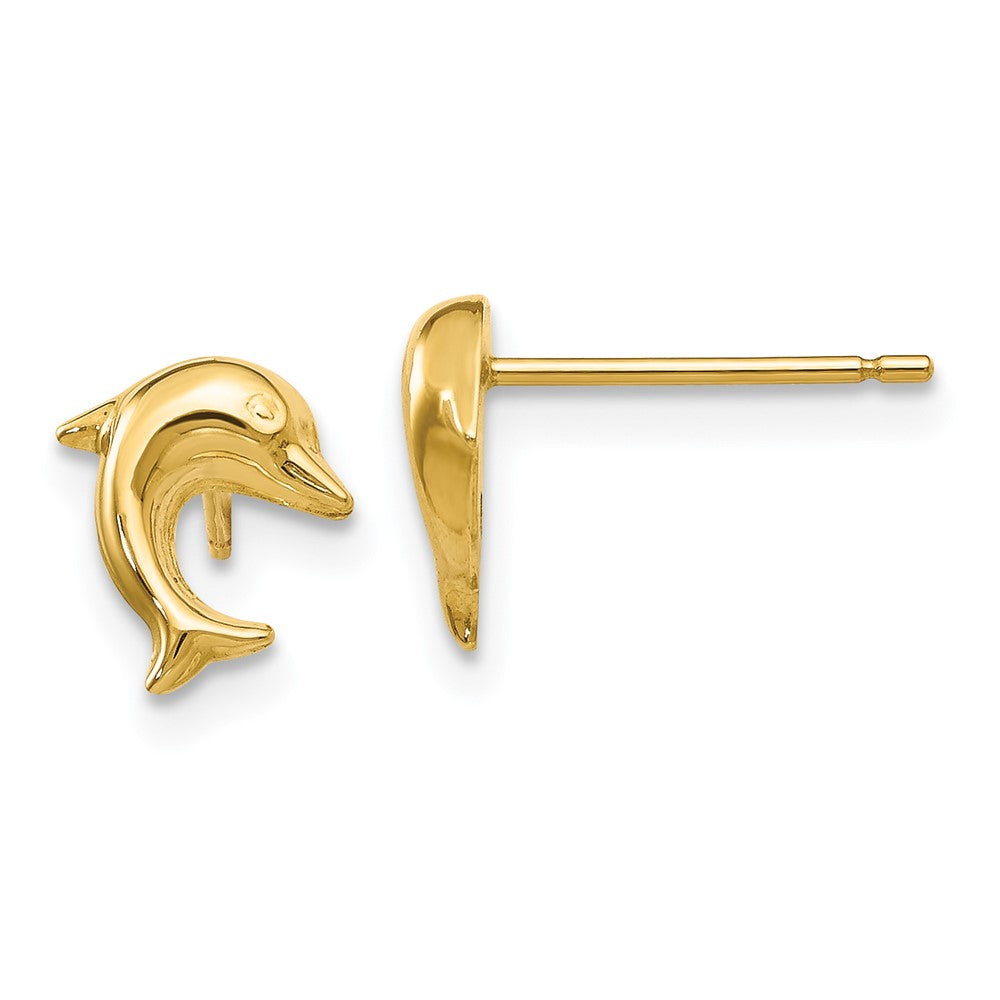 14K Gelbgold Klein Delfin Ohrstecker