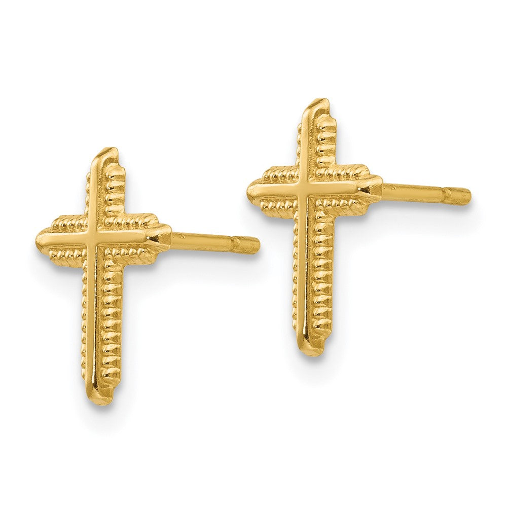 14K Gelbgold Poliert Kreuz Ohrstecker