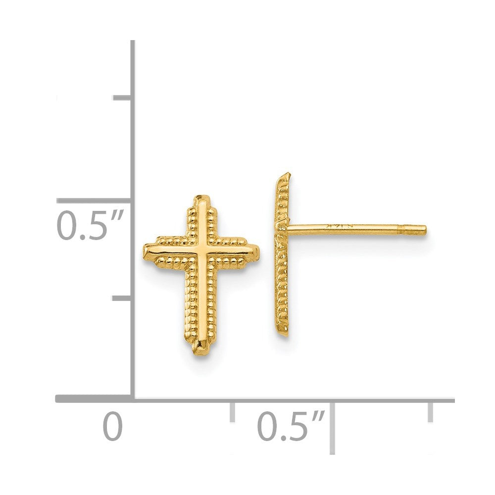 14K Gelbgold Poliert Kreuz Ohrstecker