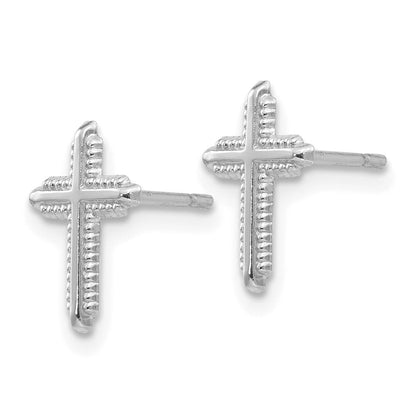 14K Weißgold Poliert Kreuz Ohrstecker