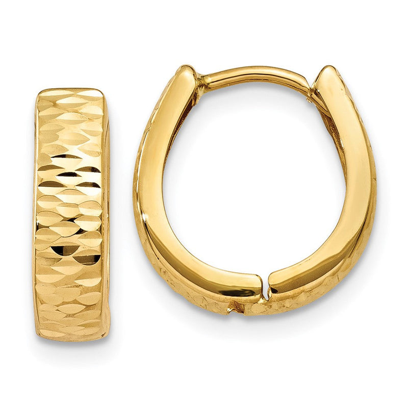 14K Gelbgold Strukturiert und Poliert Klappbar Creolen