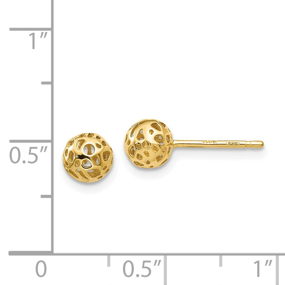 14K Gelbgold Klein Fantasie Kugel Ohrstecker