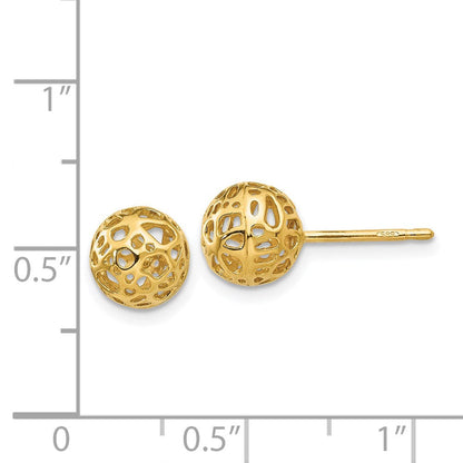 14K Gelbgold Ohrstecker mit mittelgroßer Fantasie-Kugel