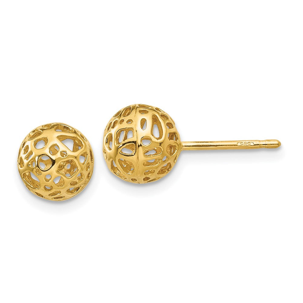 14K Gelbgold Ohrstecker mit mittelgroßer Fantasie-Kugel