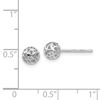 14K Weißgold Klein Fantasie Kugel Ohrstecker