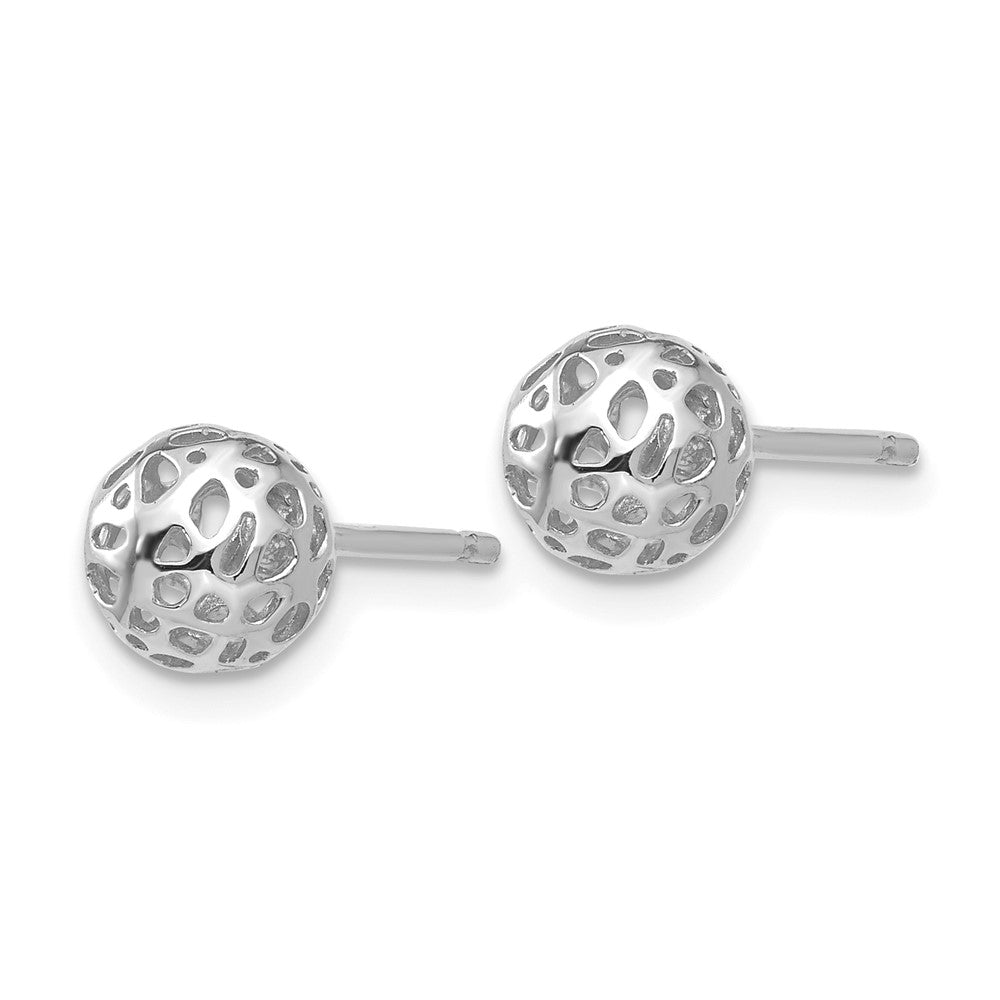 14K Weißgold Ohrstecker mit fantasievoller Kugel