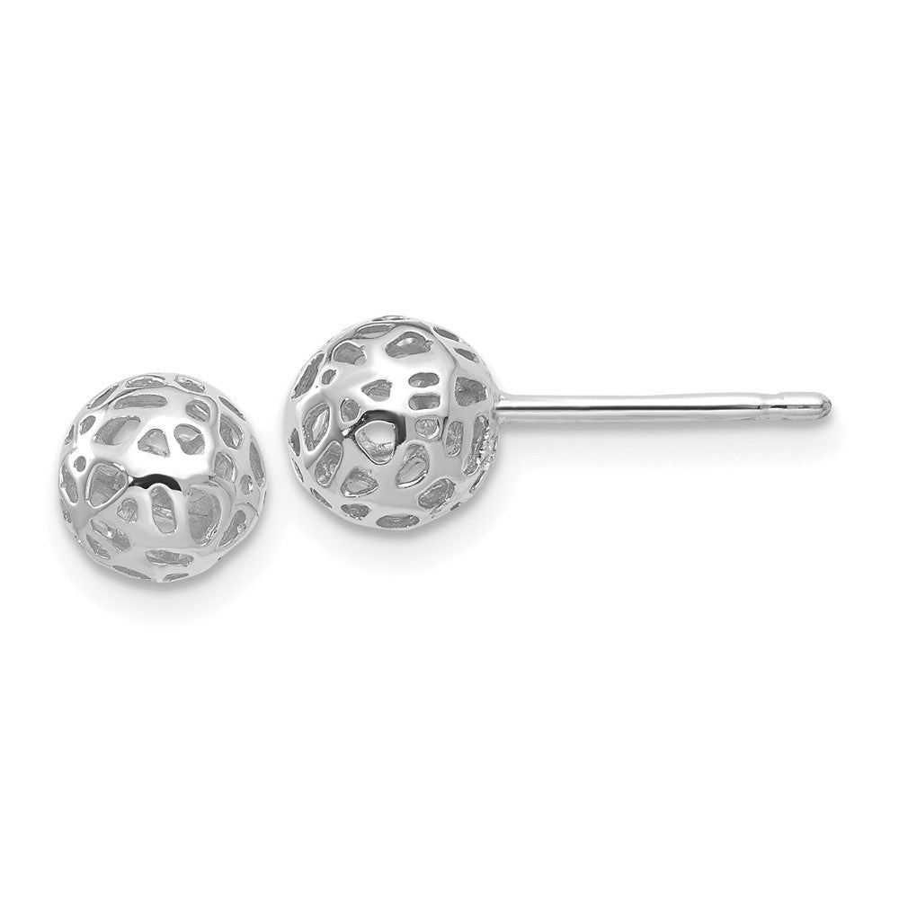 14K Weißgold Ohrstecker mit fantasievoller Kugel