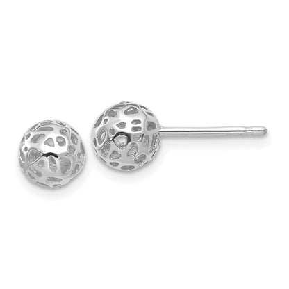 14K Weißgold Ohrstecker mit fantasievoller Kugel