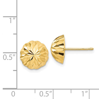 14K Gelbgold Diamant-geschliffene 10mm gewölbte Ohrstecker